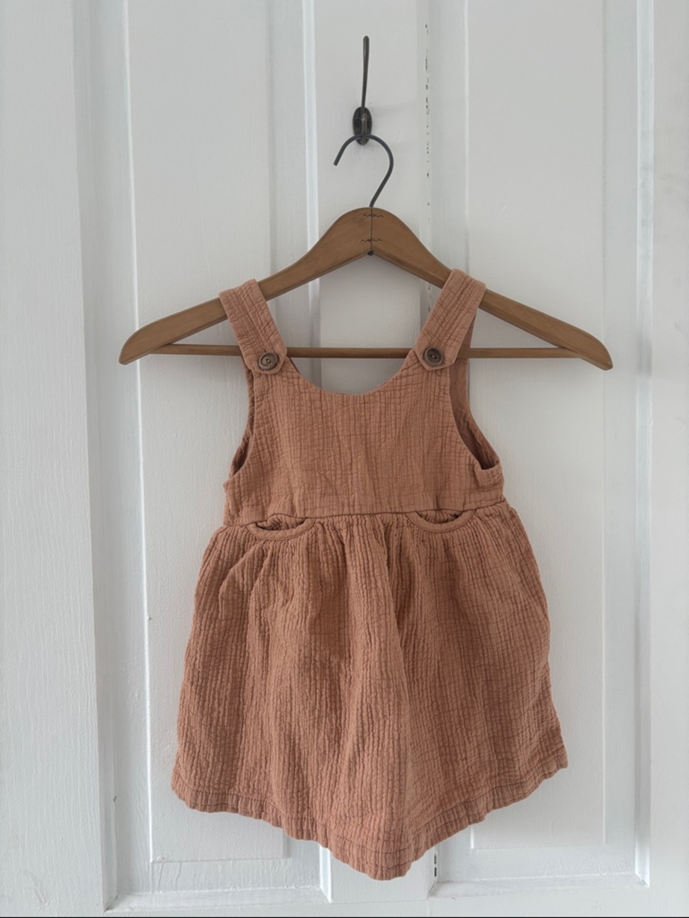 Zara salmon color Cotton Gauze Pinafore Dress